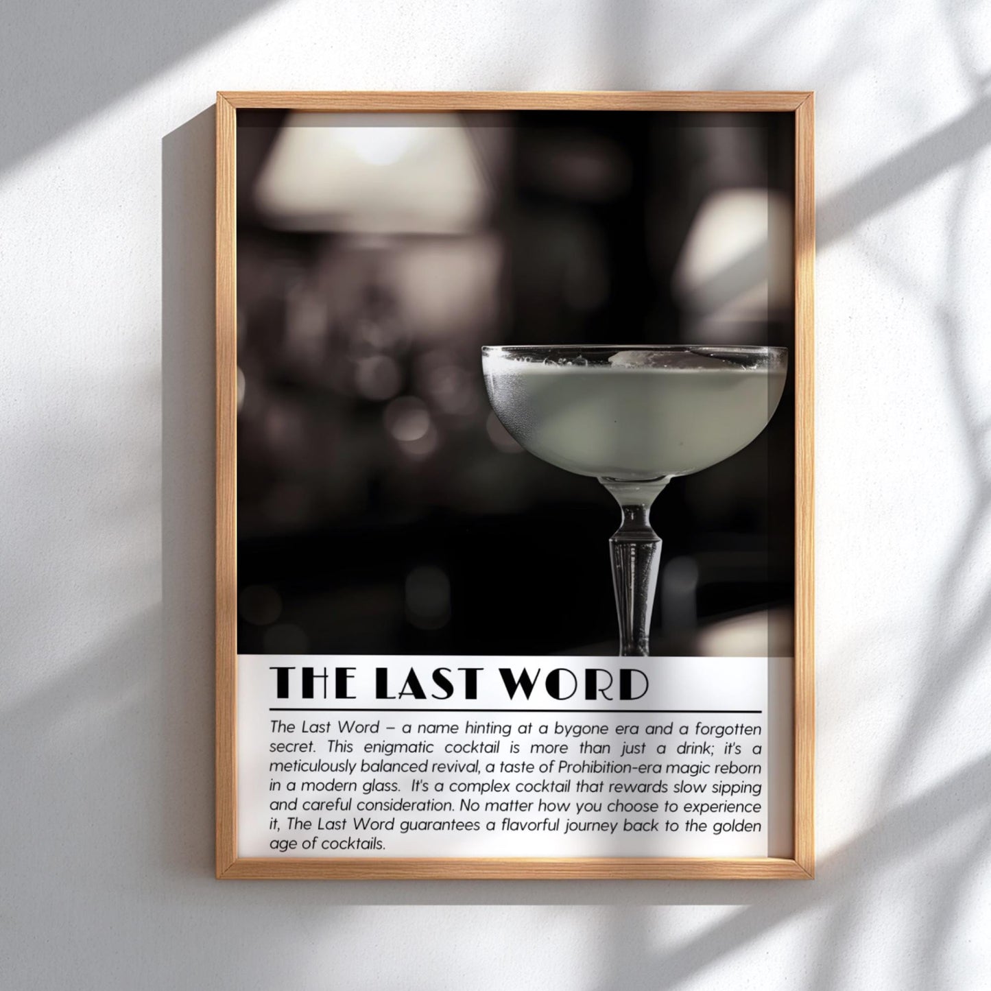 Last Word Black & White Poster | Minimalist Cocktail Wall Art | Modern Bar Decor | Classic Drink Print | Kitchen Wall Art
