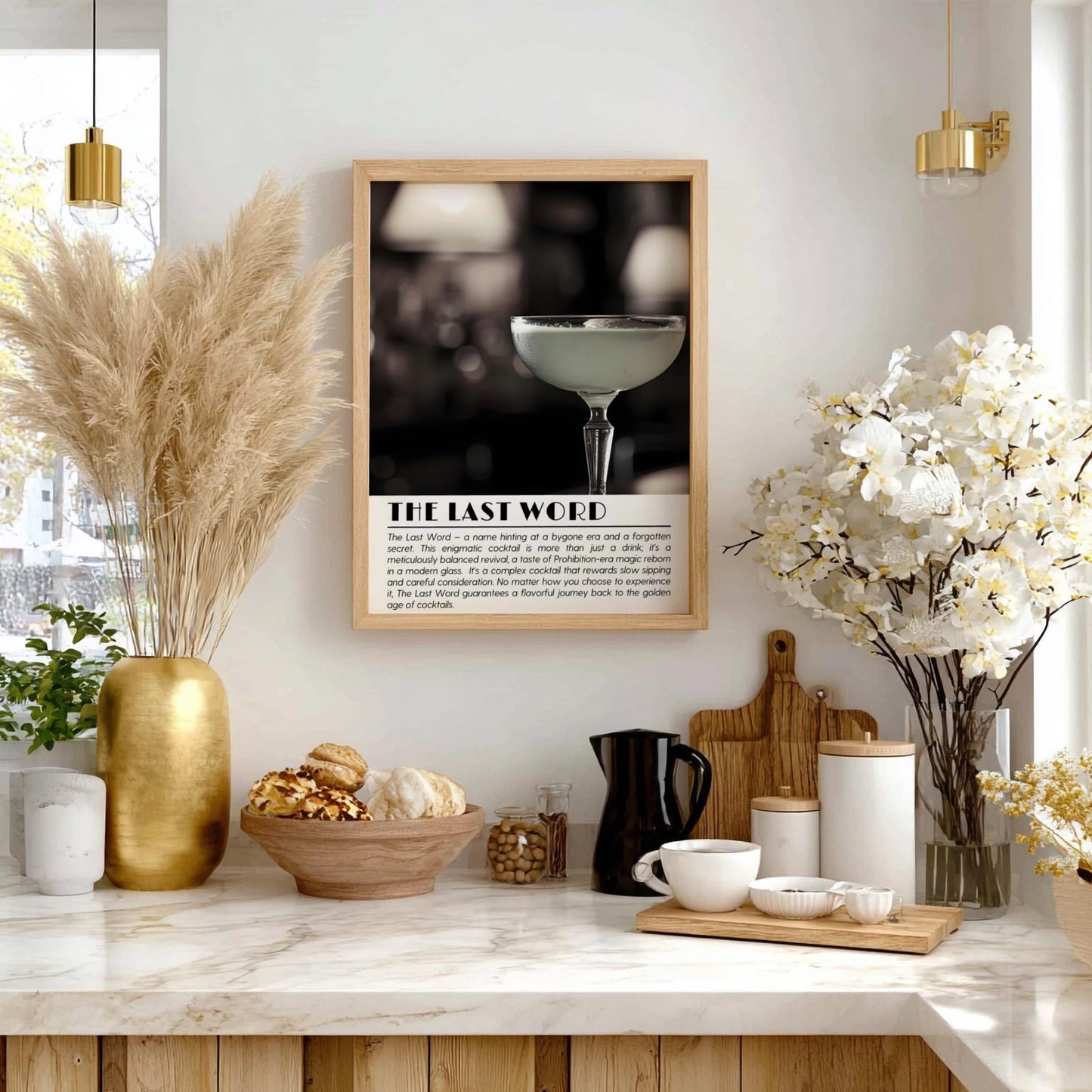 Last Word Black & White Poster | Minimalist Cocktail Wall Art | Modern Bar Decor | Classic Drink Print | Kitchen Wall Art