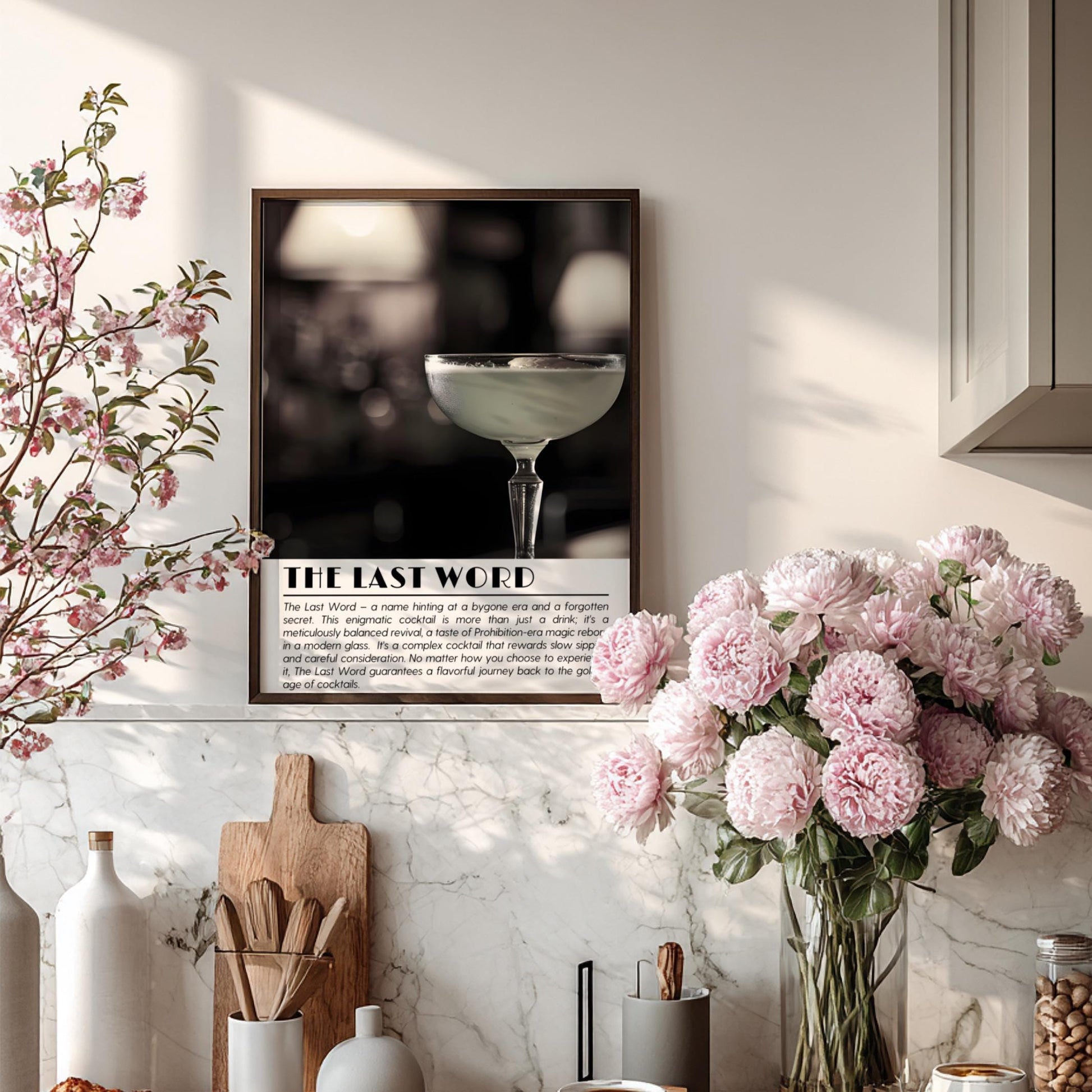 Last Word Black & White Poster | Minimalist Cocktail Wall Art | Modern Bar Decor | Classic Drink Print | Kitchen Wall Art