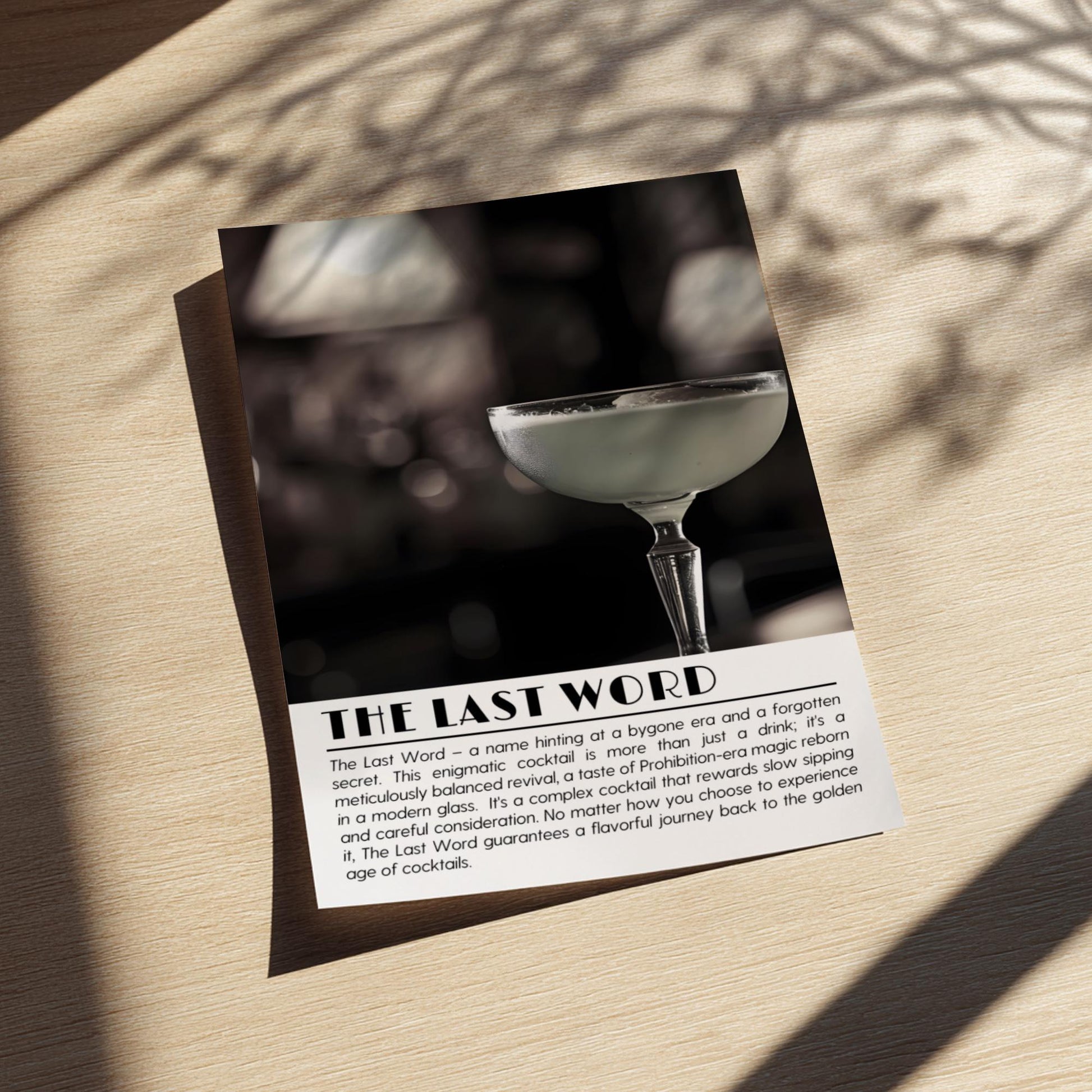 Last Word Black & White Poster | Minimalist Cocktail Wall Art | Modern Bar Decor | Classic Drink Print | Kitchen Wall Art