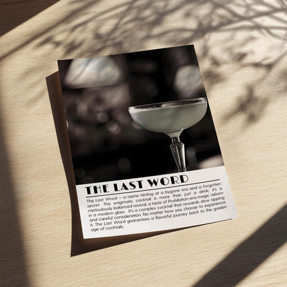 Last Word Black & White Poster | Minimalist Cocktail Wall Art | Modern Bar Decor | Classic Drink Print | Kitchen Wall Art