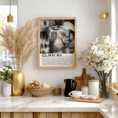 Long Island 5x7 Black & White Poster | Minimalist Cocktail Wall Art | Modern Bar Decor | Classic Drink Print | Kitchen Art