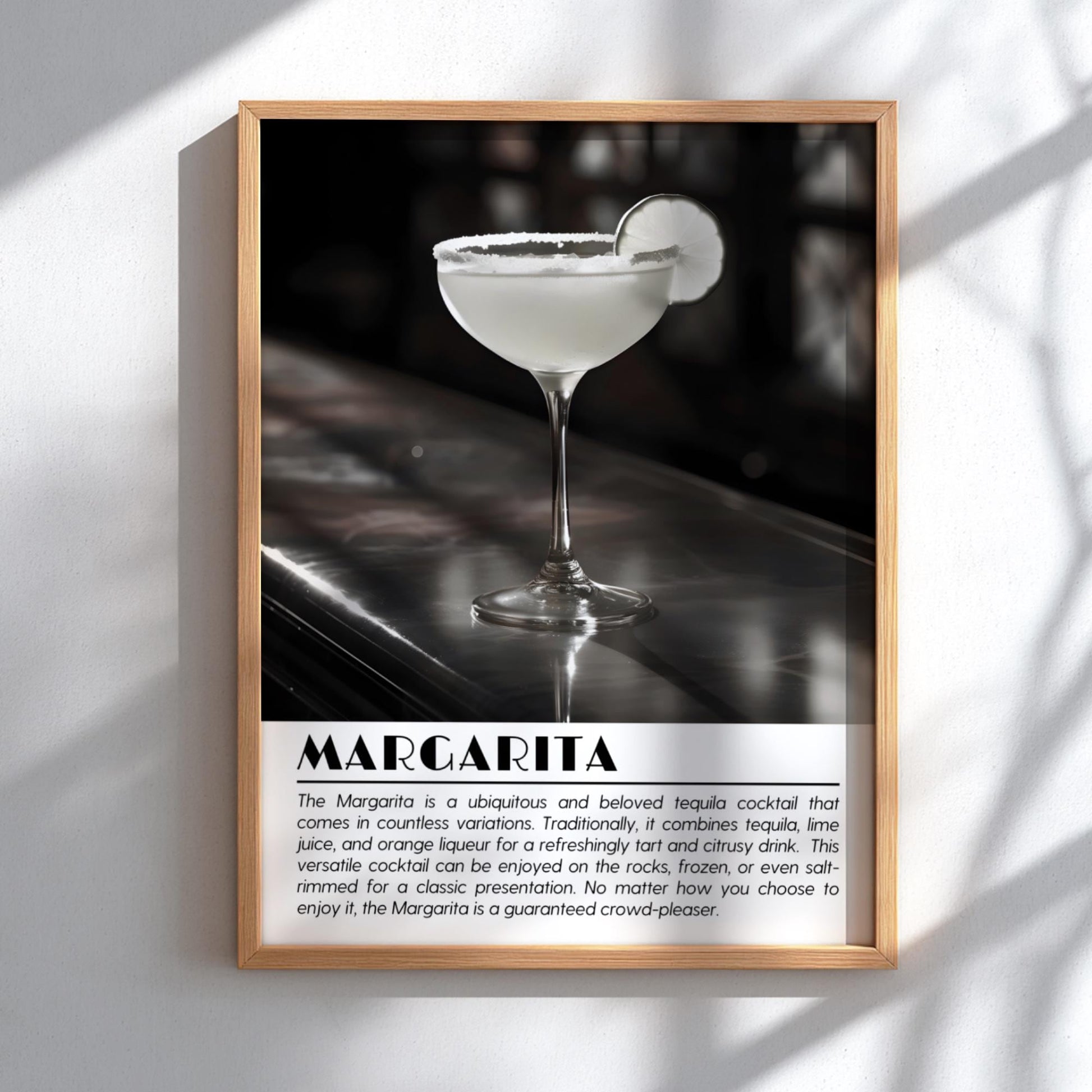 Margarita Black & White Poster | Minimalist Cocktail Wall Art | Modern Bar Decor | Classic Drink Print | Kitchen Wall Art