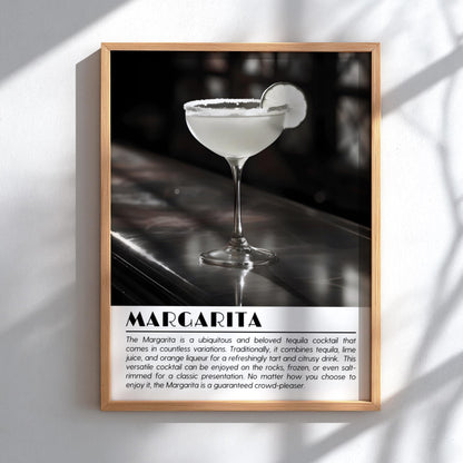 Margarita Black & White Poster | Minimalist Cocktail Wall Art | Modern Bar Decor | Classic Drink Print | Kitchen Wall Art