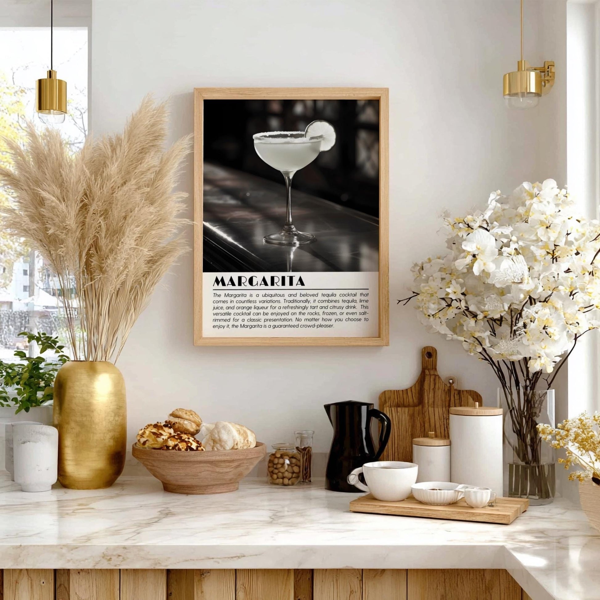 Margarita Black & White Poster | Minimalist Cocktail Wall Art | Modern Bar Decor | Classic Drink Print | Kitchen Wall Art