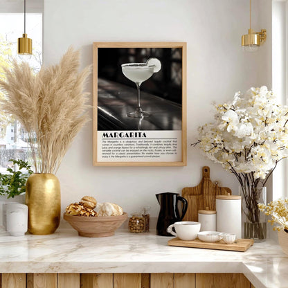Margarita Black & White Poster | Minimalist Cocktail Wall Art | Modern Bar Decor | Classic Drink Print | Kitchen Wall Art
