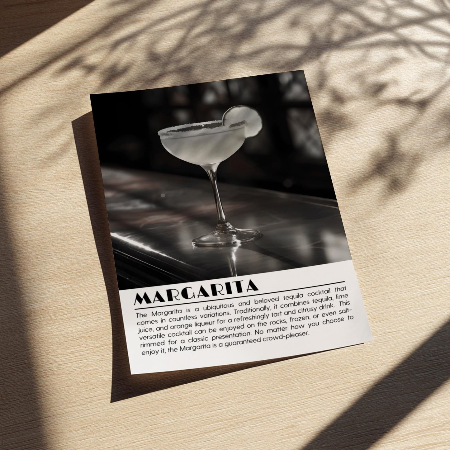 Margarita Black & White Poster | Minimalist Cocktail Wall Art | Modern Bar Decor | Classic Drink Print | Kitchen Wall Art