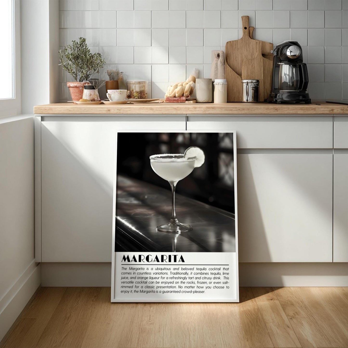 Margarita Black & White Poster | Minimalist Cocktail Wall Art | Modern Bar Decor | Classic Drink Print | Kitchen Wall Art
