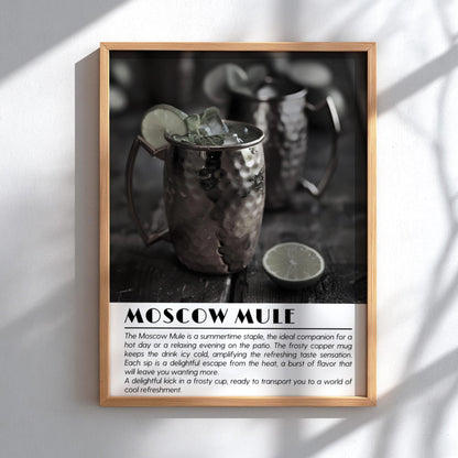 Moscow Mule Black & White Poster | Minimalist Cocktail Wall Art | Modern Bar Decor | Classic Drink Print | Kitchen Wall Art