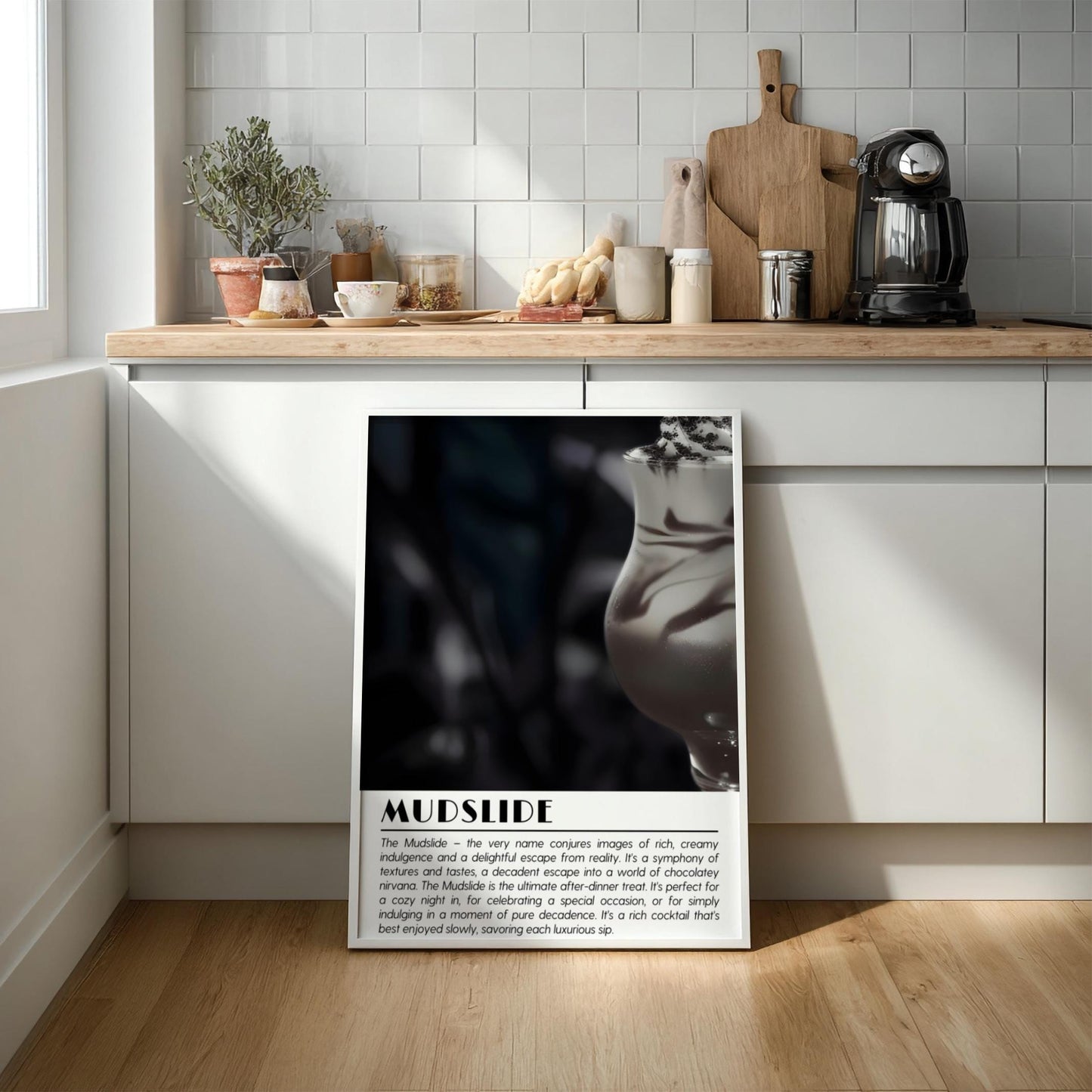 Mudslide Black & White Poster | Minimalist Cocktail Wall Art | Modern Bar Decor | Classic Drink Print | Kitchen Wall Art