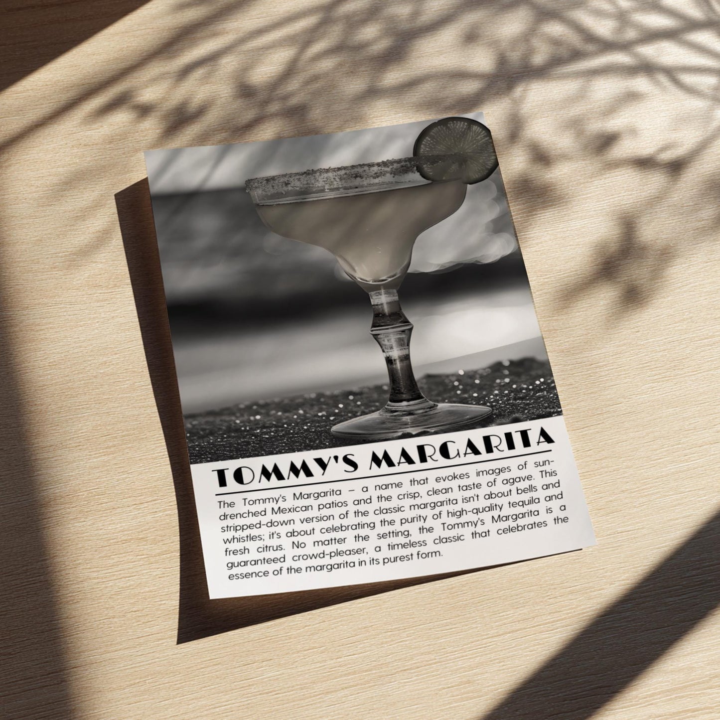Tommy’s Margarita Black & White Poster | Minimalist Cocktail Wall Art | Modern Bar Decor | Classic Drink Print | Kitchen Art