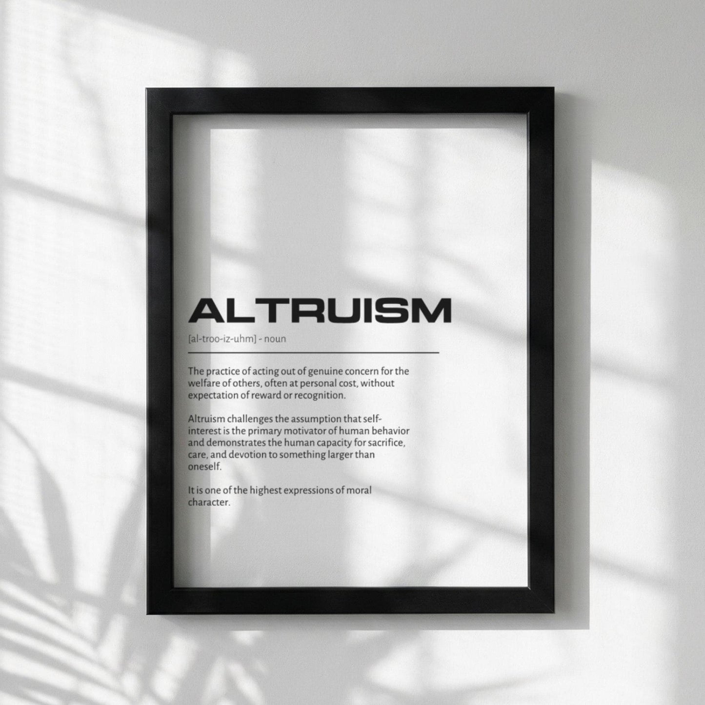Altruism Dictionary Print | Minimalist Wall Art | Modern Typography Poster | Inspirational Quote Decor | Clean Aesthetic Home Art