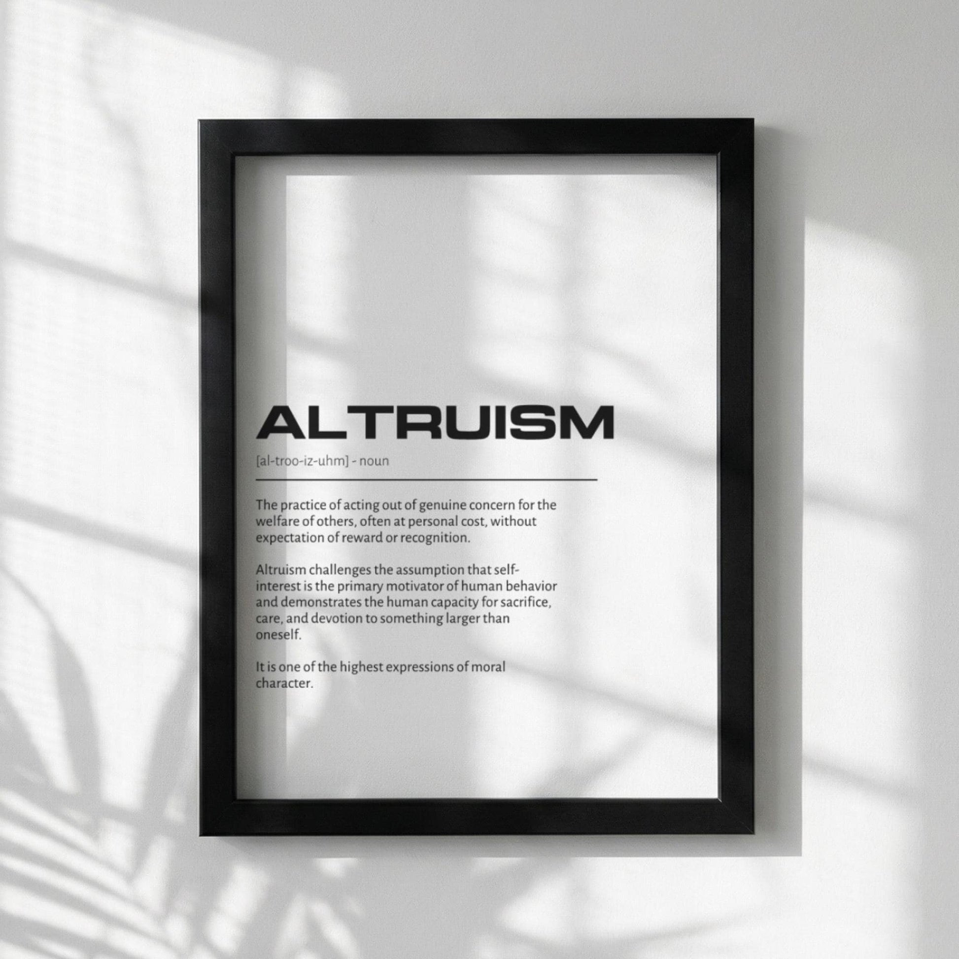 Altruism Dictionary Print | Minimalist Wall Art | Modern Typography Poster | Inspirational Quote Decor | Clean Aesthetic Home Art