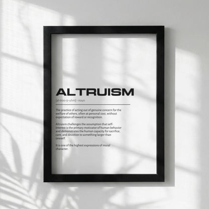 Altruism Dictionary Print | Minimalist Wall Art | Modern Typography Poster | Inspirational Quote Decor | Clean Aesthetic Home Art