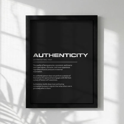 Authenticity Definition Poster | Inspirational Quote Print | Minimalist Typography Wall Art | Meaningful Gift Idea | Dictionary Decor