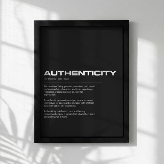 Authenticity Definition Poster | Inspirational Quote Print | Minimalist Typography Wall Art | Meaningful Gift Idea | Dictionary Decor