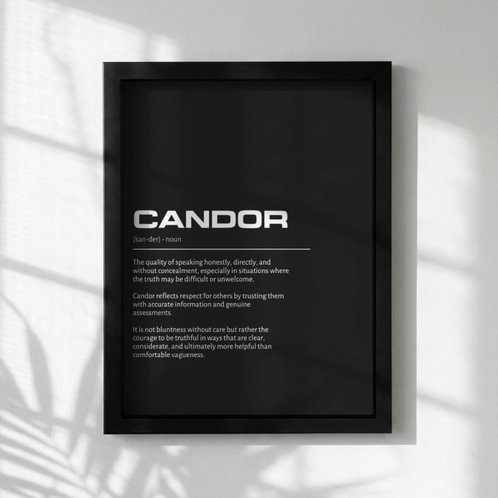 Candor Definition Wall Art | Minimalist Office Decor | Inspirational Quote Print | Meaningful Home Gallery Art | Modern Dictionary Poster