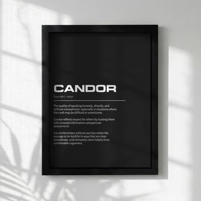 Candor Definition Wall Art | Minimalist Office Decor | Inspirational Quote Print | Meaningful Home Gallery Art | Modern Dictionary Poster