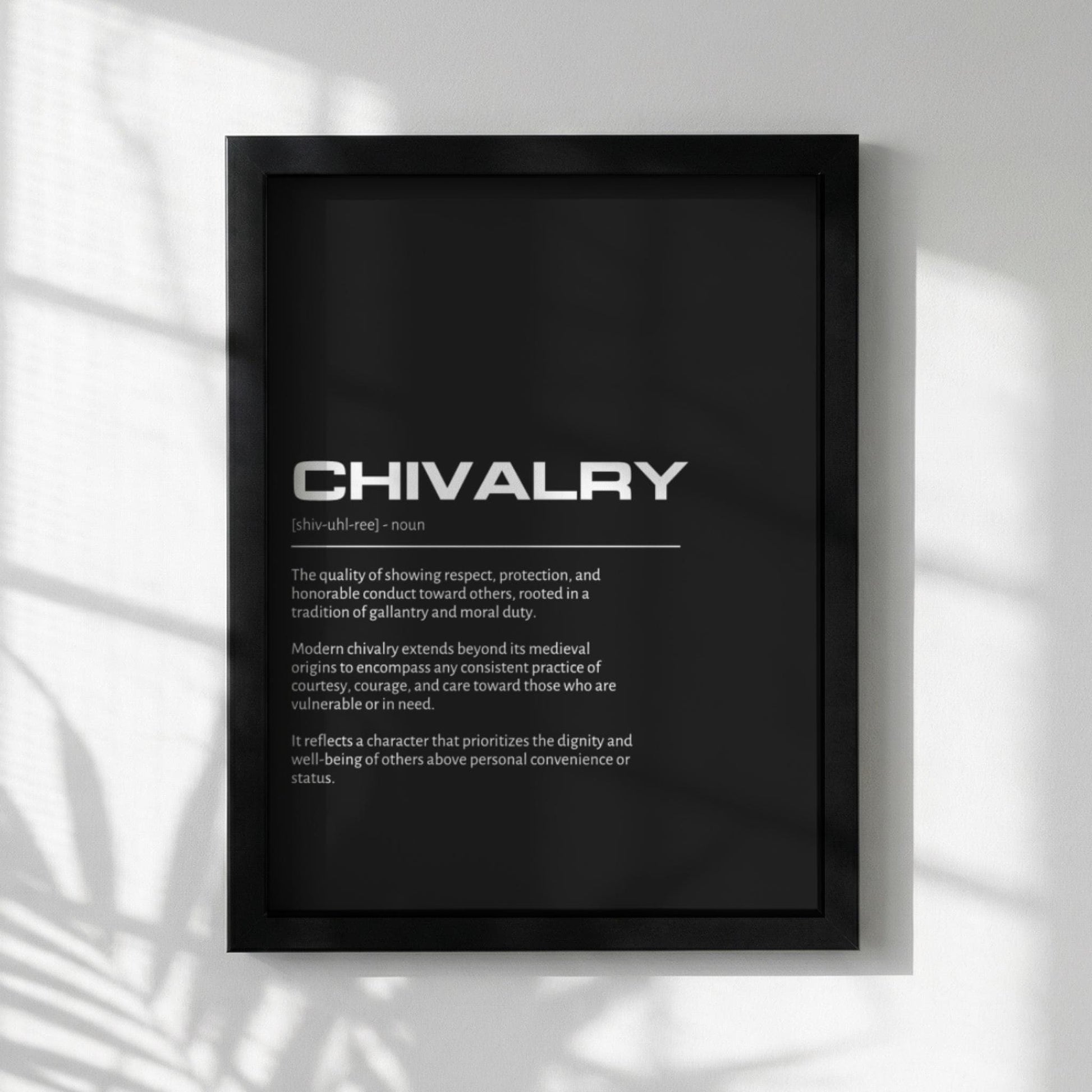 Chivalry Definition Wall Art | Masculine Room Decor | Knightly Code Poster | Inspirational Character Print | Minimalist Gentleman Art