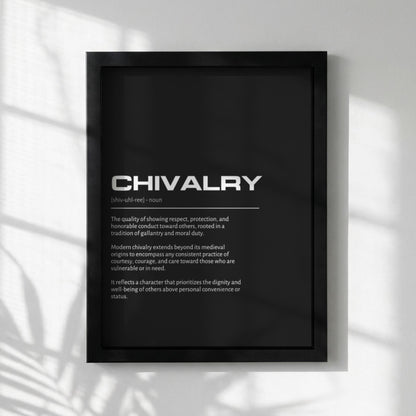 Chivalry Definition Wall Art | Masculine Room Decor | Knightly Code Poster | Inspirational Character Print | Minimalist Gentleman Art