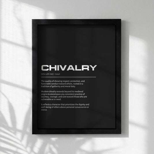 Chivalry Definition Wall Art | Masculine Room Decor | Knightly Code Poster | Inspirational Character Print | Minimalist Gentleman Art