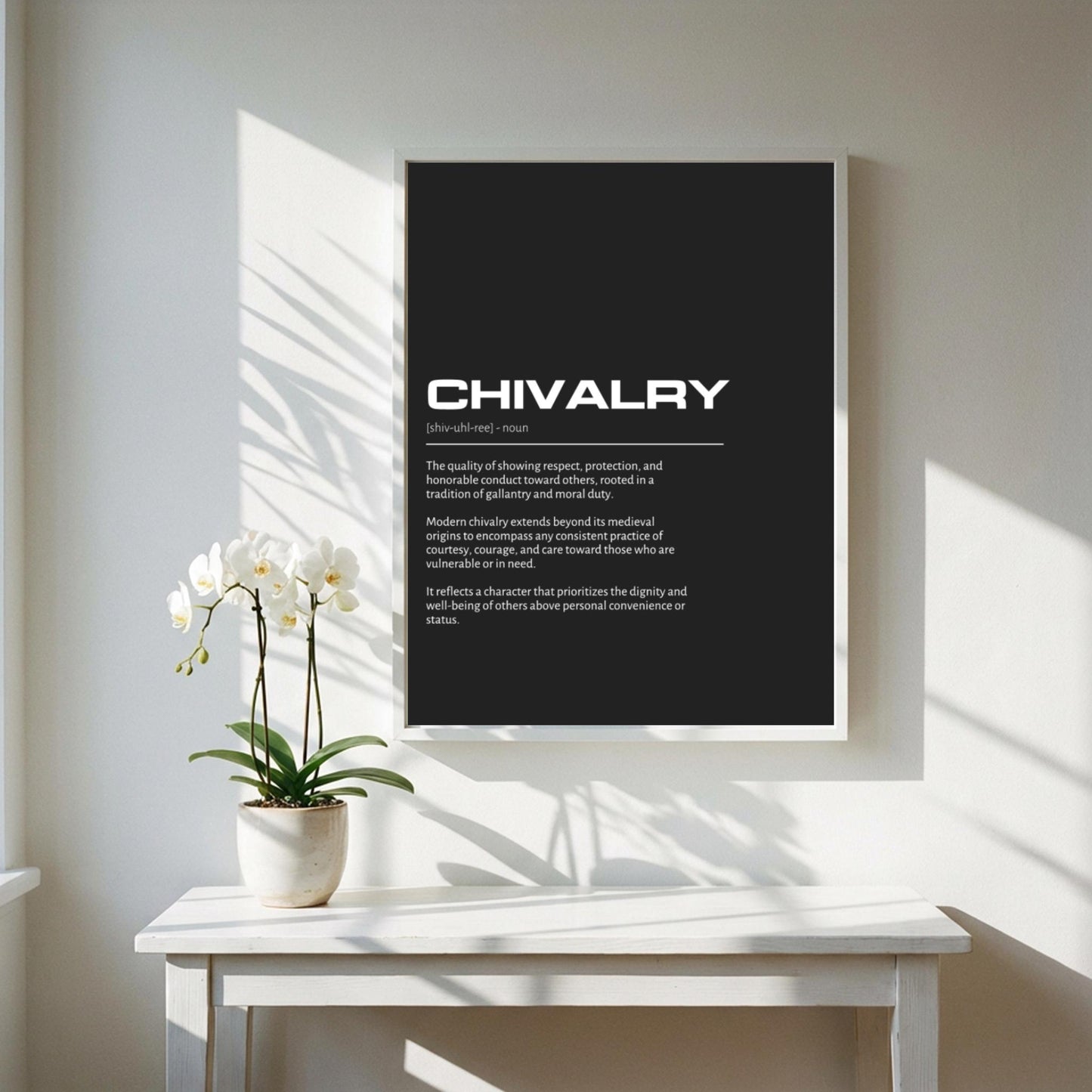 Chivalry Definition Wall Art | Masculine Room Decor | Knightly Code Poster | Inspirational Character Print | Minimalist Gentleman Art