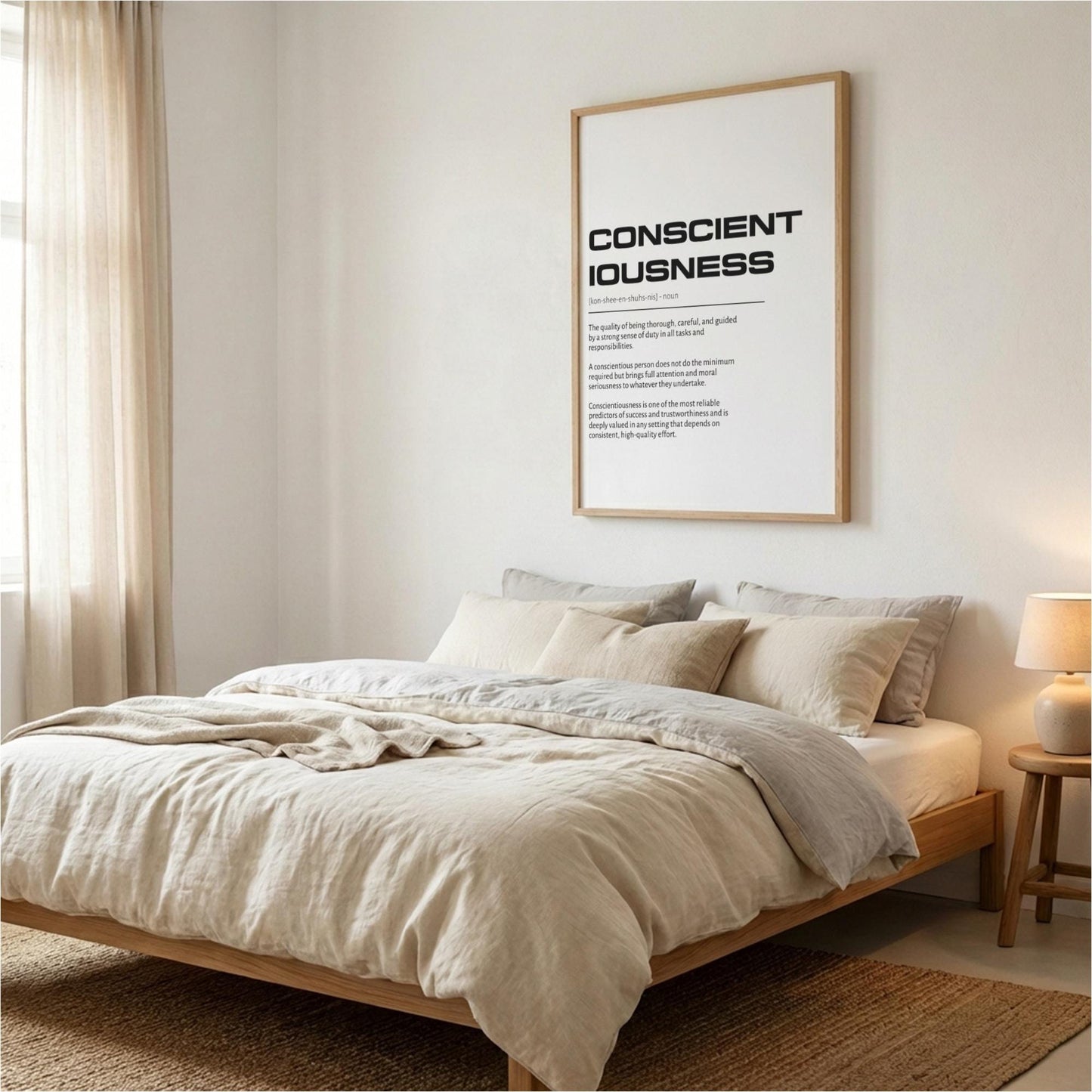 Conscientiousness Definition Art | Mindful Success Wall Decor | Inspirational Discipline Print | Minimalist Goal Poster | Clean Typography