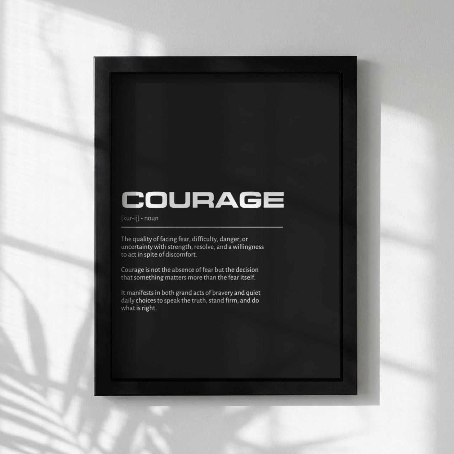 Courage Definition Wall Art | Bold Inspirational Quote Print | Minimalist Bravery Poster | Modern Home Gallery Decor | Strength Typography