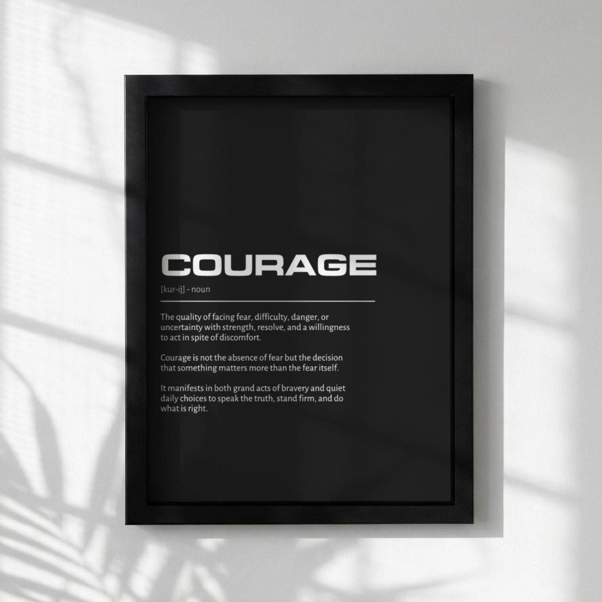 Courage Definition Wall Art | Bold Inspirational Quote Print | Minimalist Bravery Poster | Modern Home Gallery Decor | Strength Typography