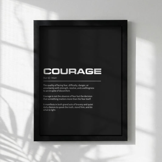 Courage Definition Wall Art | Bold Inspirational Quote Print | Minimalist Bravery Poster | Modern Home Gallery Decor | Strength Typography