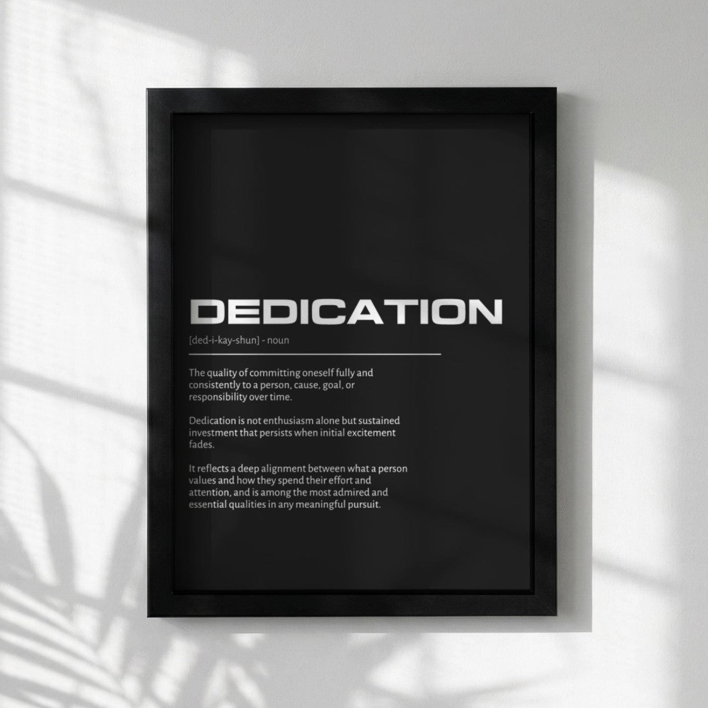 Dedication Definition Wall Art | Bold Commitment Quote Print | Minimalist Persistence Poster | Modern Office Decor | Strength Typography