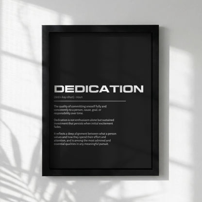 Dedication Definition Wall Art | Bold Commitment Quote Print | Minimalist Persistence Poster | Modern Office Decor | Strength Typography