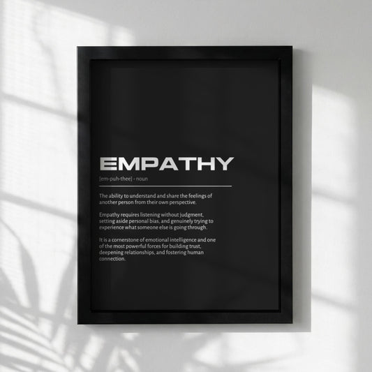 Empathy Definition Wall Art | Bold Compassion Quote Print | Minimalist Understanding Poster | Modern Home Gallery Decor | Dark Typography