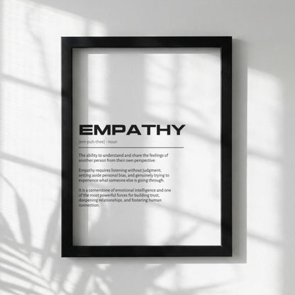 Empathy Definition Wall Art | Clean Compassion Quote Print | Minimalist Understanding Poster | Modern Home Gallery Decor | White Typography