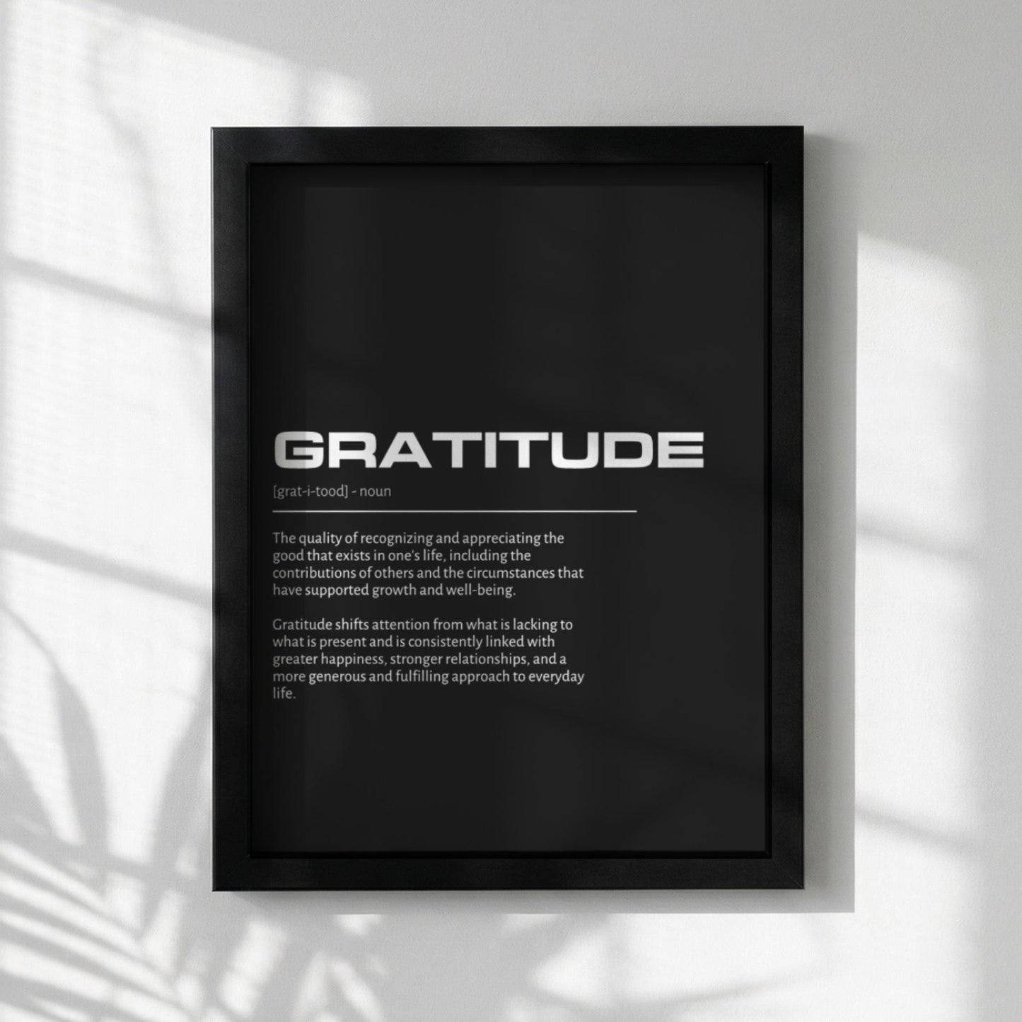 Gratitude Definition Wall Art | Bold Thankfulness & Appreciation Print | Minimalist Mindfulness Poster | Modern Home Gallery Decor |