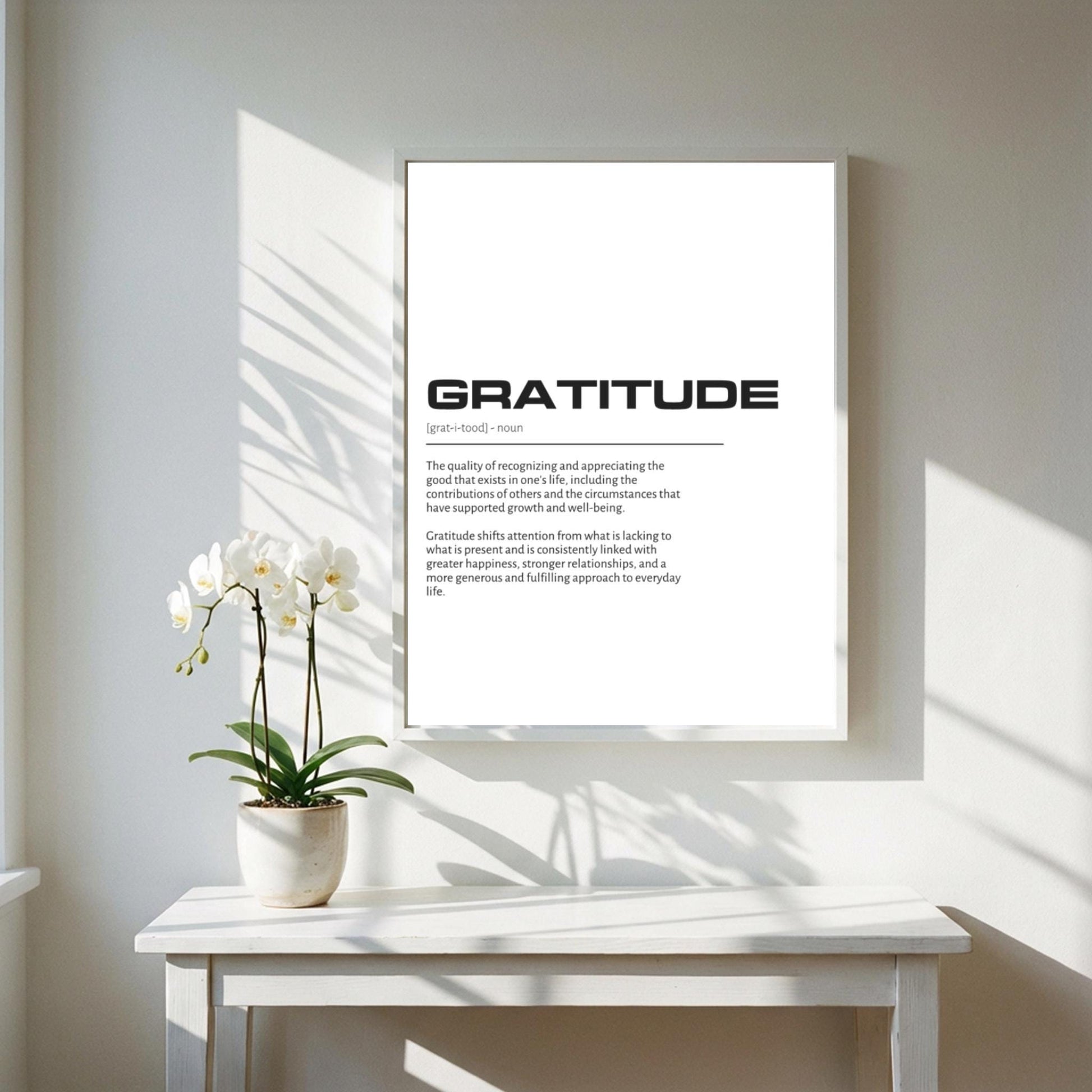 Gratitude Definition Wall Art | Clean Thankfulness & Appreciation Print | Minimalist Mindfulness Poster | Modern Home Gallery Decor |