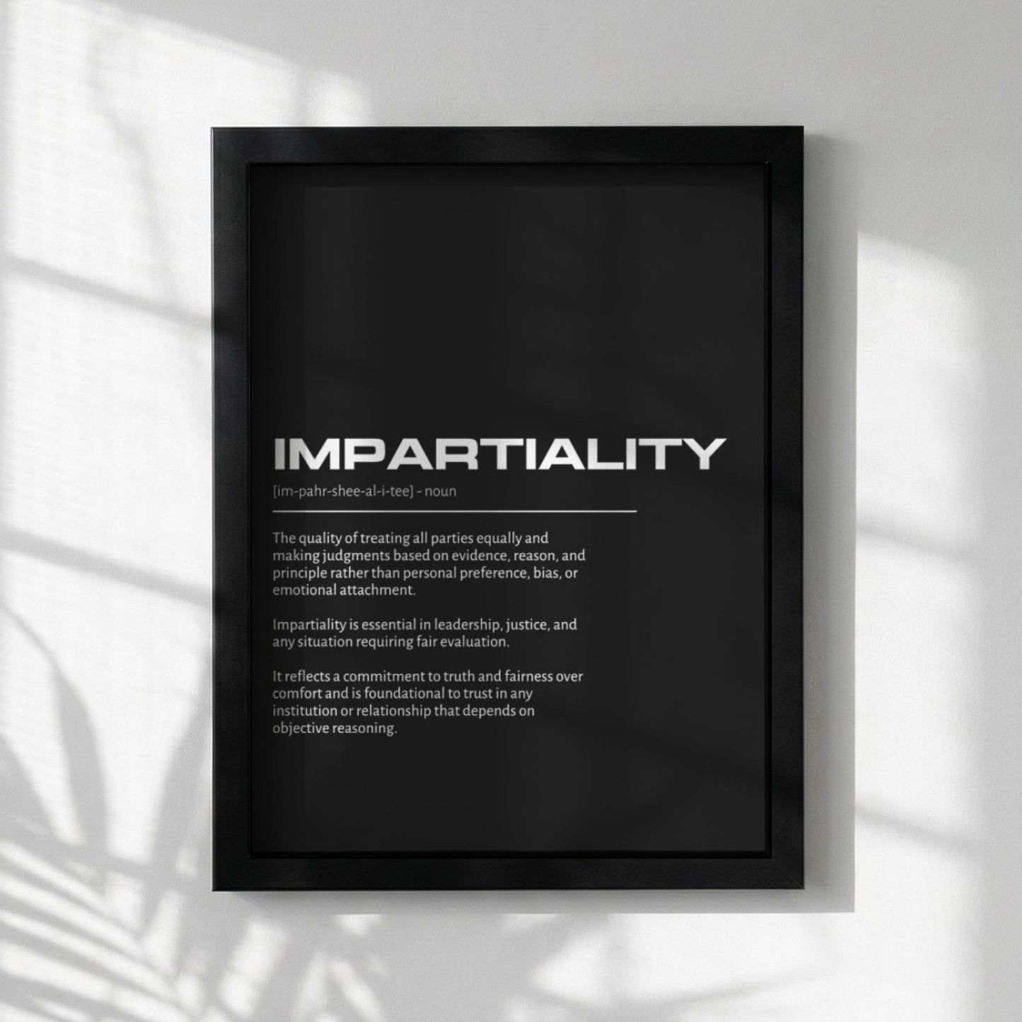 Impartiality Definition Wall Art | Bold Fairness & Objectivity Print | Minimalist Justice Poster | Modern Office Decor | Dark Typography