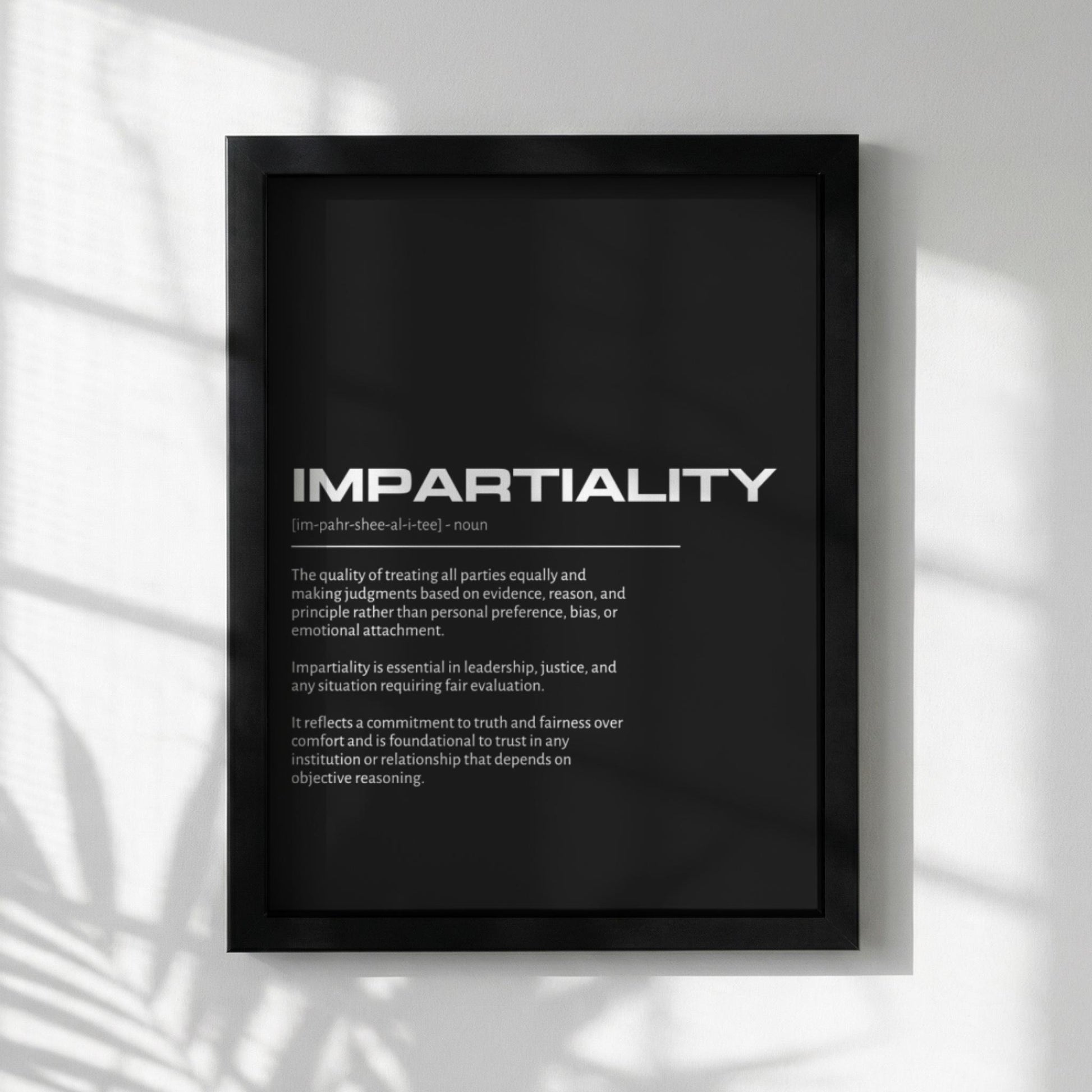 Impartiality Definition Wall Art | Bold Fairness & Objectivity Print | Minimalist Justice Poster | Modern Office Decor | Dark Typography