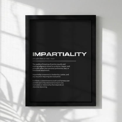 Impartiality Definition Wall Art | Bold Fairness & Objectivity Print | Minimalist Justice Poster | Modern Office Decor | Dark Typography