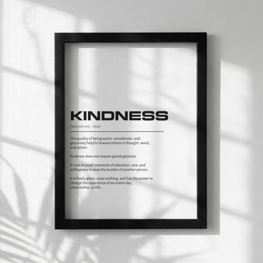 Kindness Definition Wall Art | Clean Compassion & Benevolence Print | Minimalist Empathy Poster | Modern Home Gallery Decor | White
