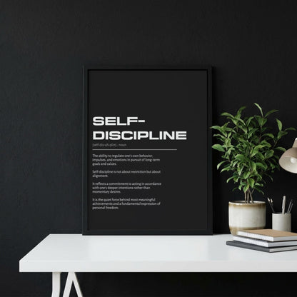 Self-discipline Definition Wall Art | Bold Mastery & Willpower Print | Minimalist Character Poster | Modern Home Gallery Decor | Typography