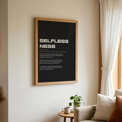 Selflessness Definition Wall Art | Bold Altruism & Generosity Print | Minimalist Character Poster | Modern Home Gallery Decor | Typography