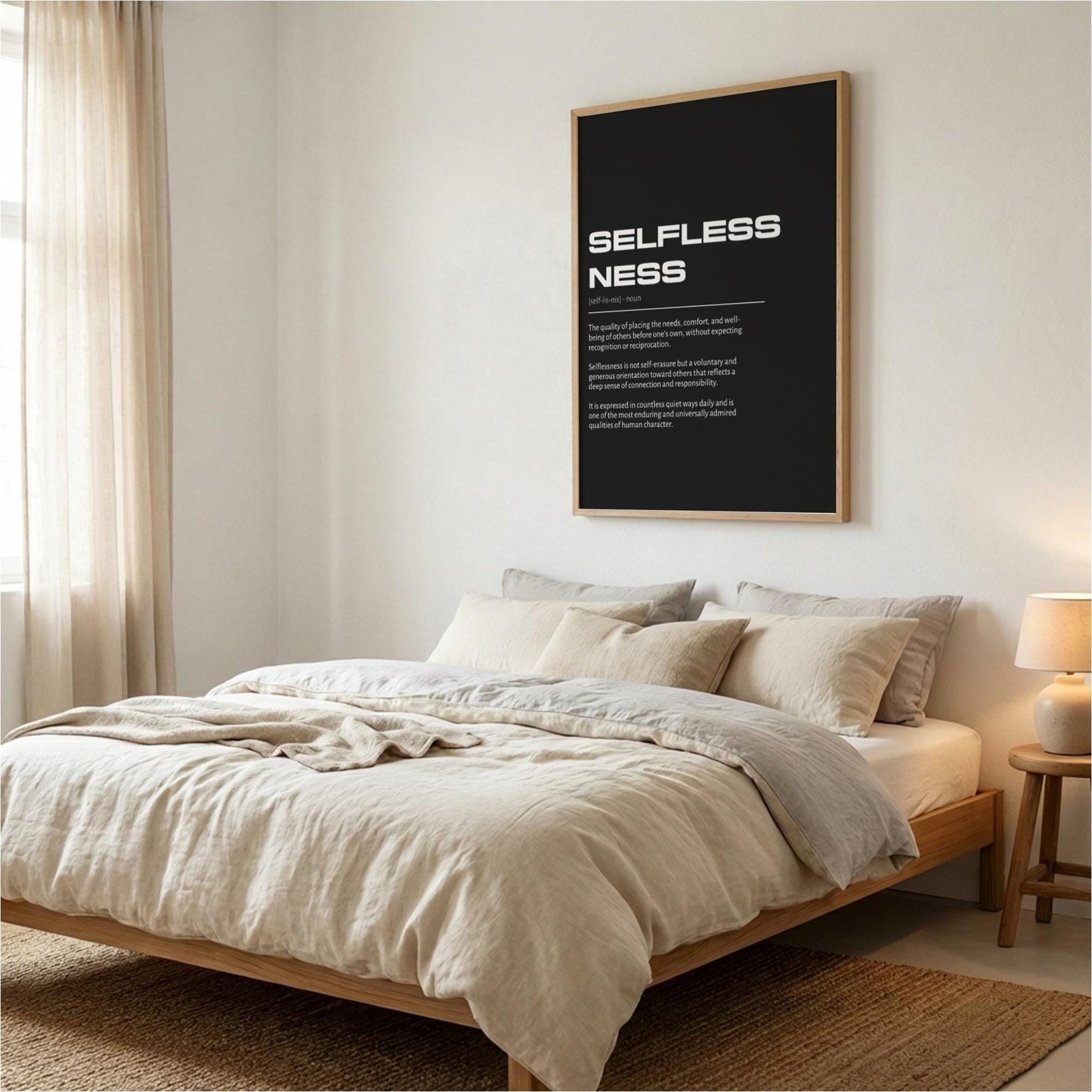 Selflessness Definition Wall Art | Bold Altruism & Generosity Print | Minimalist Character Poster | Modern Home Gallery Decor | Typography