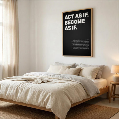 Act As If Become As If Poster | Powerful Motivational Wall Art | Inspirational Success Quote Print | Modern Minimalist Office Decor