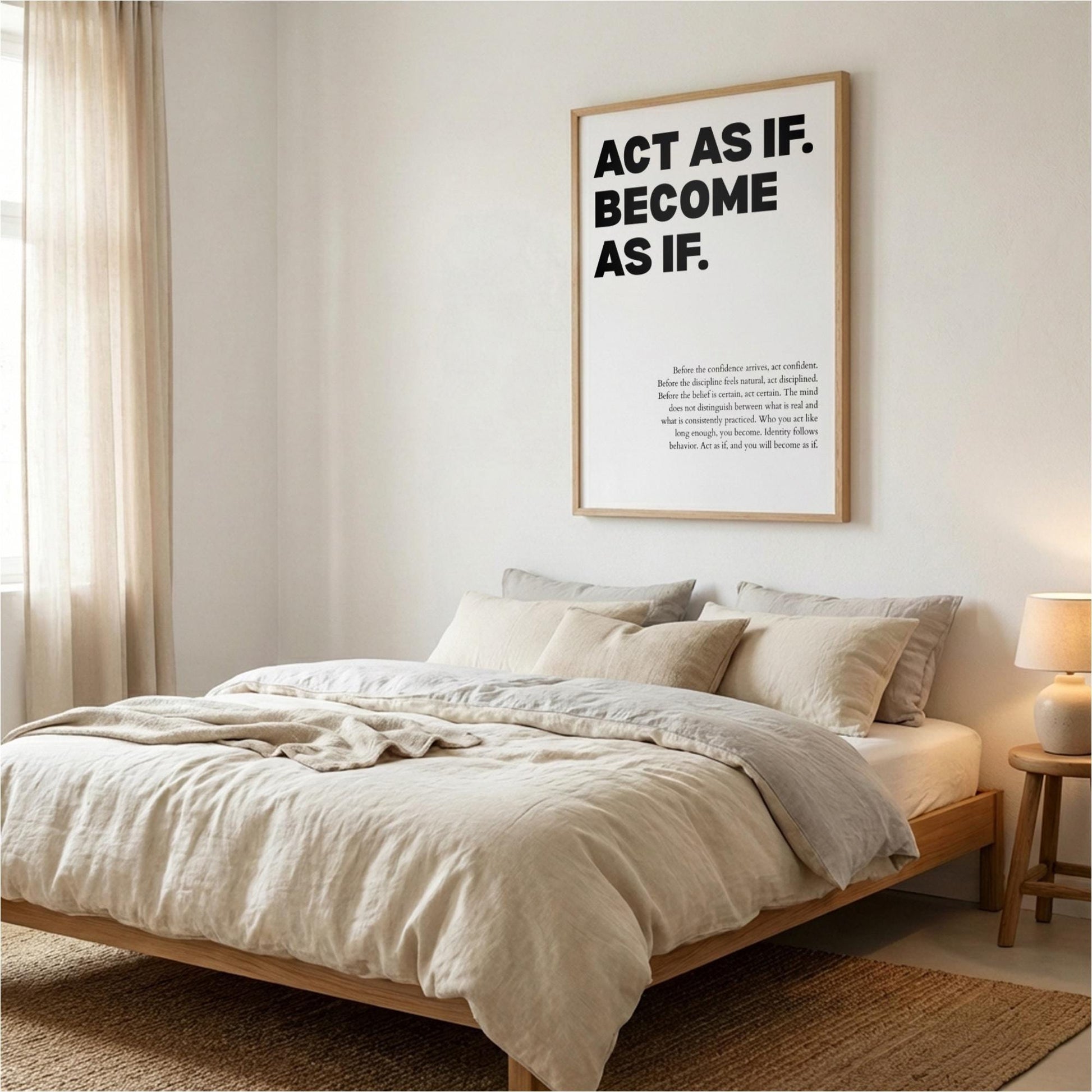 Act As If Become As If Poster | White Inspirational Success Quote | Powerful Motivational Wall Art | Modern Minimalist Office Decor