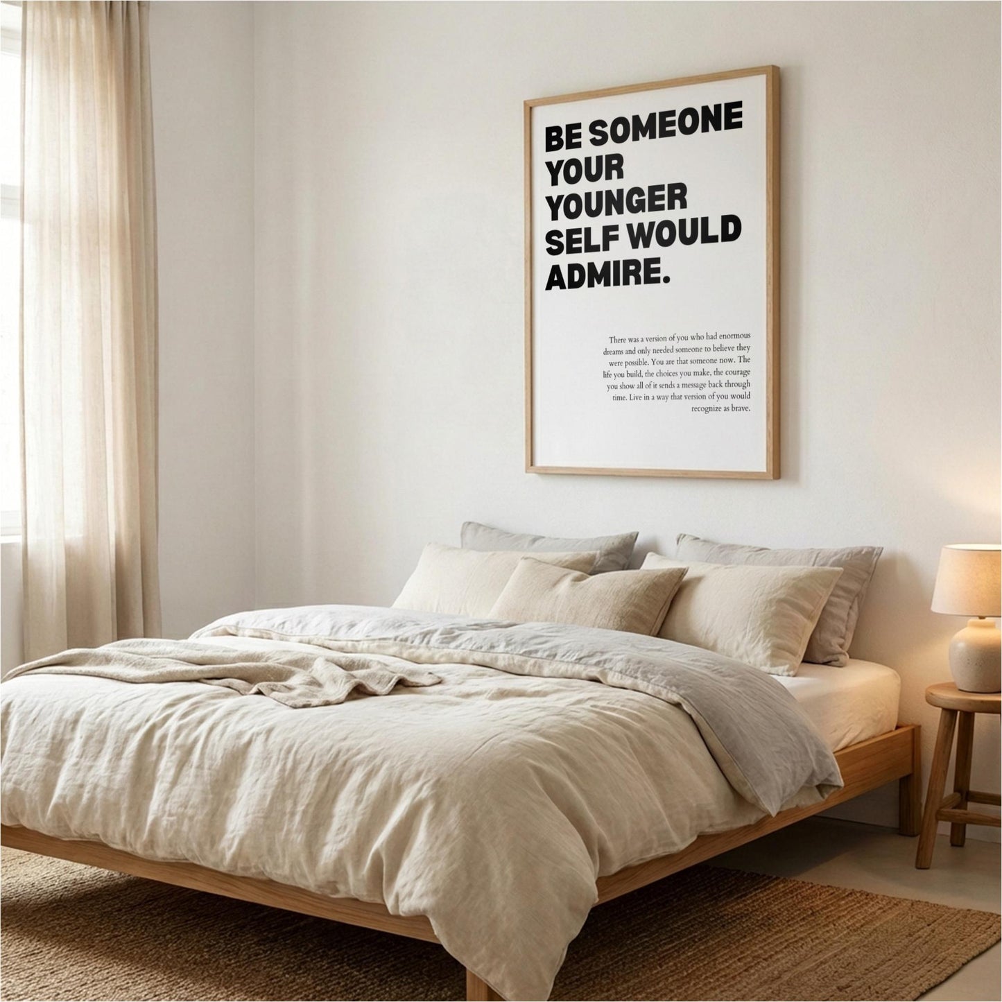 Be Someone Your Younger Self Would Admire Poster | White Powerful Motivational Art | Inspirational Quote | Modern Office Wall Decor