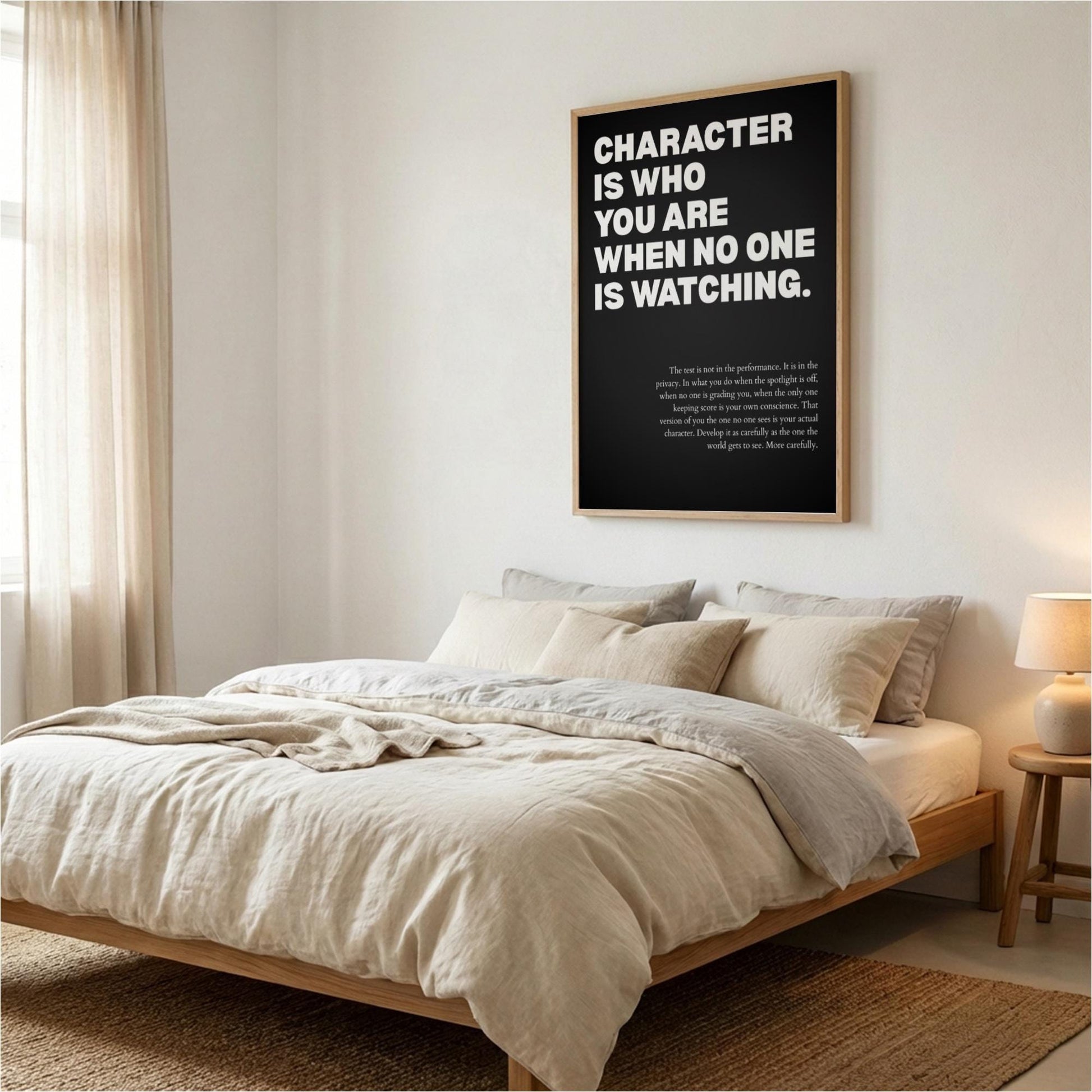 Character Is Who You Are When No One Is Watching Poster | Powerful Motivational Art | Inspirational Success Quote | Modern Office Decor