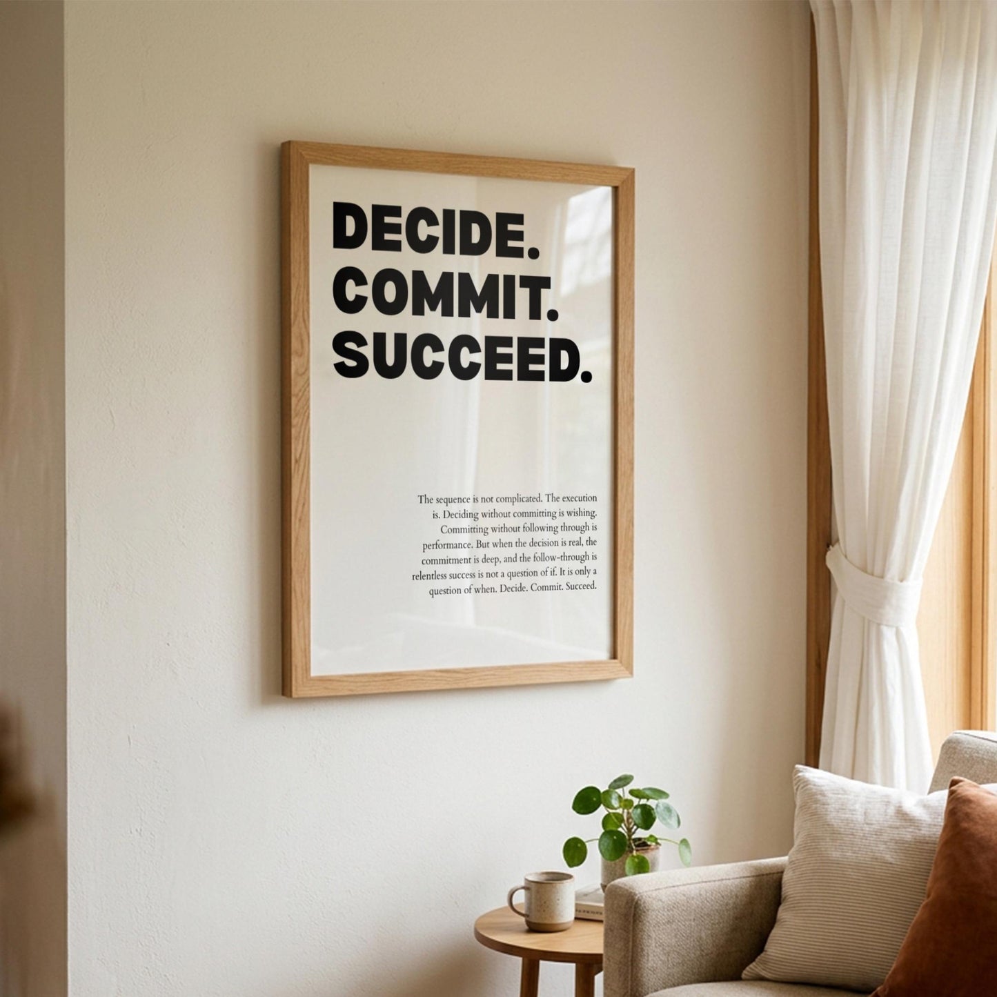Decide Commit Succeed Poster | Powerful Motivational Wall Art | Inspirational Success Quote Print | Modern Office Decor