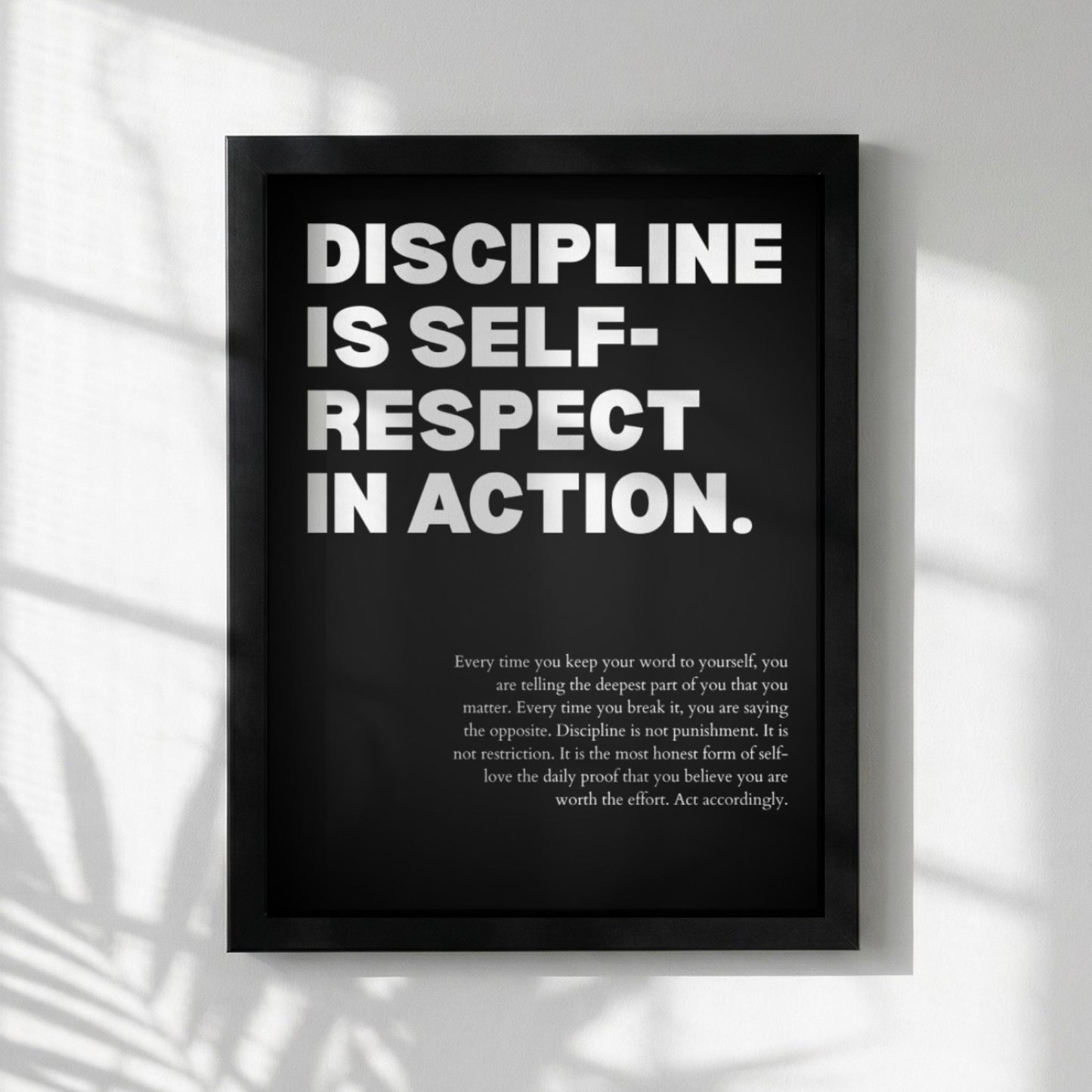 Discipline Is Self-Respect in Action Poster | Powerful Motivational Wall Art | Inspirational Success Quote | Modern Office Decor