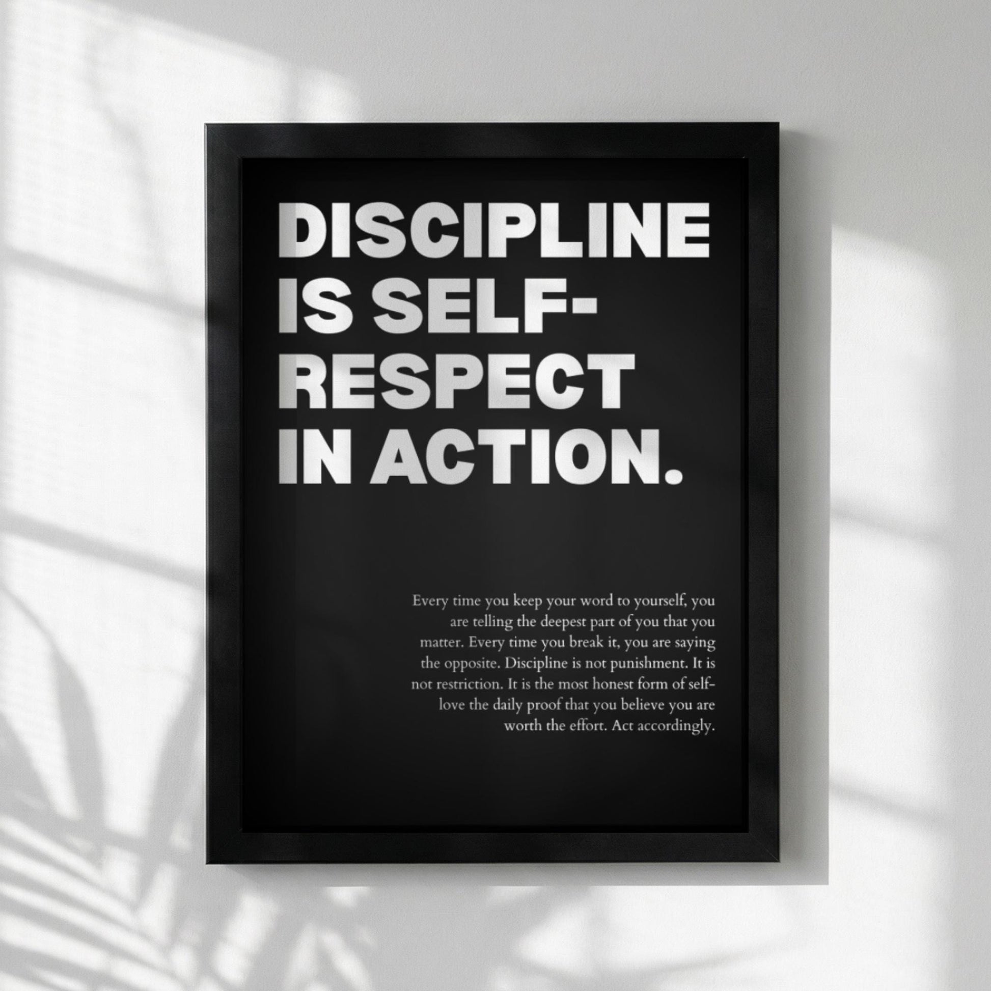 Discipline Is Self-Respect in Action Poster | Powerful Motivational Wall Art | Inspirational Success Quote | Modern Office Decor